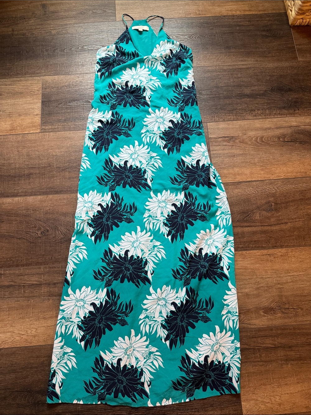 LOFT Teal Floral Maxi Dress